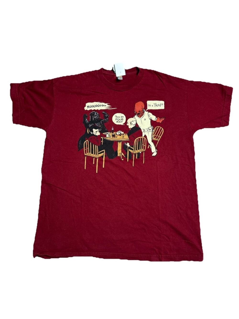 Star Trek Star Wars Shirt Parody Poker Adult L Woot Burgandy Short Sleeve